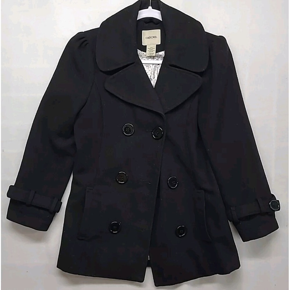 Womans Pea Coat Size Large Black